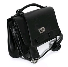 New Authentic Balenciaga Bel Air Black Leather Clutch on Strap Crystal Hardware picture