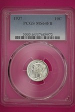 1937 P MS 64 FB Mercury Dime Silver Coin PCGS Full Bands Certified Graded 477 picture