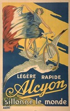 Original Vintage Alcyon Sillonne Le Monde Poster C1910 picture