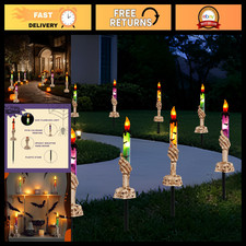 10 Pack Lighted Skeleton Hands - Battery Operated Halloween Pathway Decor, Indoo picture