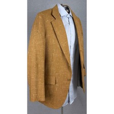 Vintage Royal York Bond Clothes 60s Flecked Mustard Gold Sport Coat Blazer 40R picture