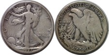 1921-S 50C Walking Liberty Half Dollar Silver Good Details Obverse Scratch picture