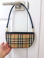 Authentic Burberry Checkered Zip Shoulder Bag Small Beige Black Red Gold  picture