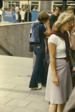 c1970's Kodachrome 35mm Slide Munich Germany Street Fashion Tram European Woman picture