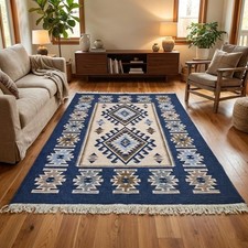 Turkish Kilim Rug, Boho Vintage Area Rug, Geometric Tribal Carpet Decor picture