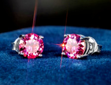 Certified 2.15ct Natural VVS1 Pink Diamond 925 Silver Earrings Women Studs picture