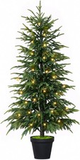 GlimLit 4FT Norfolk Pine Christmas Tree 100 Warm White LED Lights Timer Pot picture