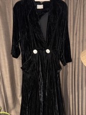 Vintage 1940s 50s Velvet HouseCoat Dress Robe Glamour Retro Hollywood Whimsigoth picture