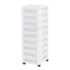 9-Drawer Plastic Storage Cart with Organizer Top, Narrow Rolling Utility Tower, picture