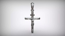Classic Tube Crucifix Pendant 999 Fine Silver Jesus Cross Handmade USA Christian picture