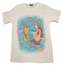 vintage 1990s ren and stimpy white medium crew neck t-shirt official nickolodeon picture