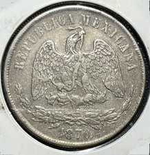 Mexico Second Republic 1870 Pi O UN PESO Silver Balanza San Luis Potosi Mint picture