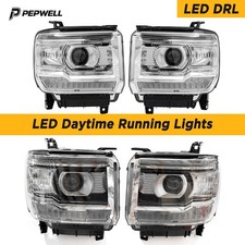 Clear / Black LED DRL Head Lights Lamps For 2014-2018 GMC Sierra 1500 2500 3500 picture