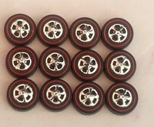 HOT WHEELS REDLINE REPRO WHEELS MEDIUM BLACK CAP Set of 12 -New Mold picture