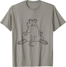 Funny Dog Dad T-Shirt Featuring Pitbull Sploot Line Art Design picture