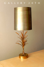RARE HOLLYWOOD REGENCY WHEAT METAL LAMP VTG 40'S MODERN GOLD MID CENTURY BOHO picture