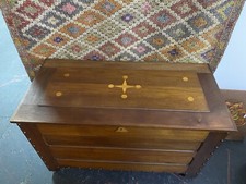 Early 20thC Handcrafted Mixed Wood Inlay Dowry Blanket Chest picture