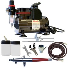 Paasche 1/5 HP Airbrush Compressor w/ VL Double Action Siphon Feed Airbrush Set picture