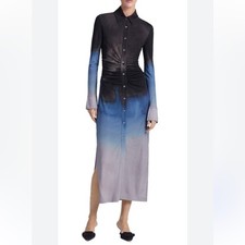 NEW NWT Altuzarra Claudia Ruched Knit Maxi Long Tie Dye Black Blue Dress 38 6 S picture