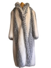Vintage Donnybrook Faux Fur Maxi Coat Lynx Silver Fox Look USA Glam 80s picture