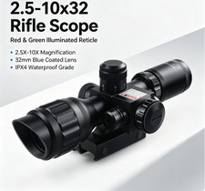 2.5x-10X Rifle Scope Reticle 32mm Red laser sight Compact Reticle picture