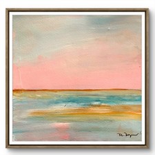 Mary Myers Original Abstract Expressionism 8x8 Pink Sky Seascape Paper Signed picture