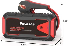Povasee 3000A Car Battery Jump Starter 12V Power Bank/Dual Output/LED Light A30 picture