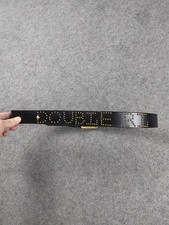 RRL Double RL Vintage Brass Studded Leather Belt Solid Brass Buckle Size 34 picture