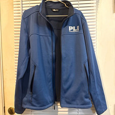 The North Face Men’s Blue Softshell Full-Zip Jacket Size L Logo Stand-Up picture