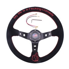 RASTP Universal Racing Steering Wheel 13.6”/345mm 6 Bolts Grip Suede Wrapped wit picture