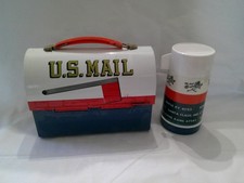 Vtg 1969 USPS ALADDIN U.S. Mail Mr. Zip Dome Top Metal Lunch Box With THERMOS picture