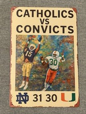 Catholics vs Convicts Score - Metal Sign For Notre Dame Fans Fighting Irish  WK picture