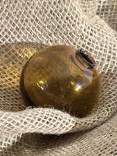 1870s Amber 3-Piece Mold Blown Glass Target Ball picture