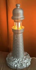 Authentic Antique c.1910 Cast Iron Lighthouse Lamp Working Nautical Night Light  picture