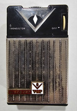 Viscount 6-Transistor Portable Radio Model 602 Silver/Black w/ Case Japan picture