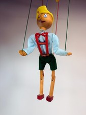 Vintage Wooden Pinocchio Marionette Works With Strings Attached picture