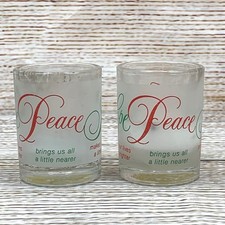 Set of 2 Ambassador Glass Candle Holders Joy Love Peace Christmas picture