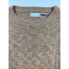 90s Vintage Christopher Hayes Linen Cotton Basketweave Sweater Brown Medium picture