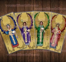 Archangels in Eastern Orthodox Icon style Holy Prayer card sets. 5% OFF picture