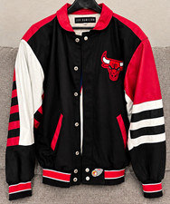 1990s-era Jeff Hamilton Style 208 Chicago Bulls Leather jacket Red Black White picture