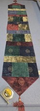 Pier 1 Imports Harlequin Patchwork Tassel Table Runner 14x72 Rayon Cotton picture