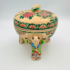 Antique Japanese Satsuma Covered Box 3 Karako Boys Crane Meiji c1900 5.75in picture