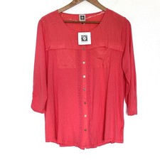 NWT Anne Klein Shirt Women’s XL Pink 3/4 Sleeve Button Down Blouse Top picture