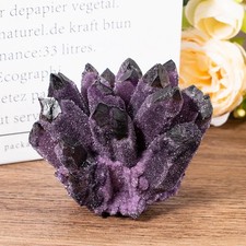 Natural Violet Ghost Phantom Quartz Cluster Mineral Specimen Healing Stone Decor picture