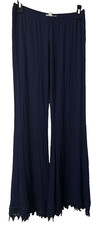 NWT Promesa USA Womens Navy Blue Wide Leg Crochet Stretch Pants Size Large picture
