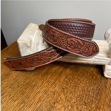 Ariat Mens Western Leather Belt Strap A1032408 Size 44 Basketweave Floral Tooled picture
