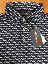 RLX Ralph Lauren Performance Car Print Navy Golf Polo Shirt NWT picture