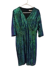 Belle Poque Green Blue Sequin Dress Party Cocktail Glam Statement XL picture