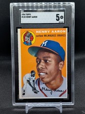 HANK AARON 1954 Topps #128 Rookie Card SGC 5 EX *Pack-Fresh Looking Card* LOOK picture