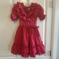 Vtg Sweet 'n Sassy Full Circle Pageant Dark Pink Ruffles Party Dress Girls Sz 8 picture